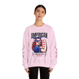 American Empowered Women Sweatshirt, Patriotic Rosie Style Crewneck, USA Flag Pullover, Fourth of July Outfit, Feminist Gift for Her