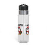 Custom Penguin Name Water Bottle, Personalized Christmas Drink Bottle for Kids, Cute Winter School Bottle, Holiday Gift for Boys and Girls
