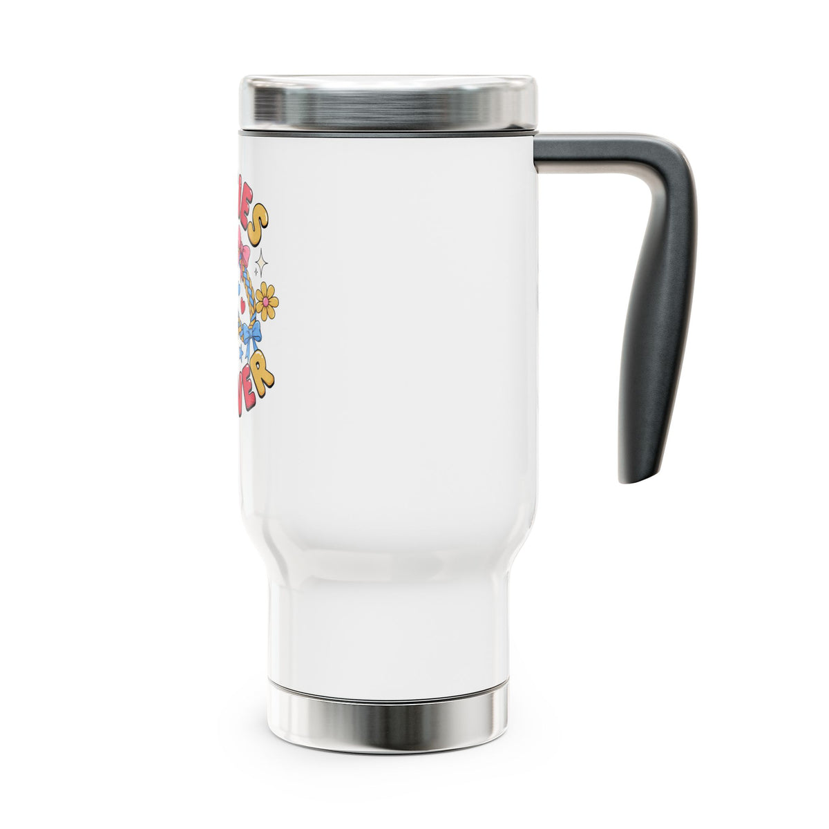 Besties Forever Travel Mug with Handle, Colorful Friendship Cup, Cute Best Friend Gift for Coffee Lovers and Daily Commutes