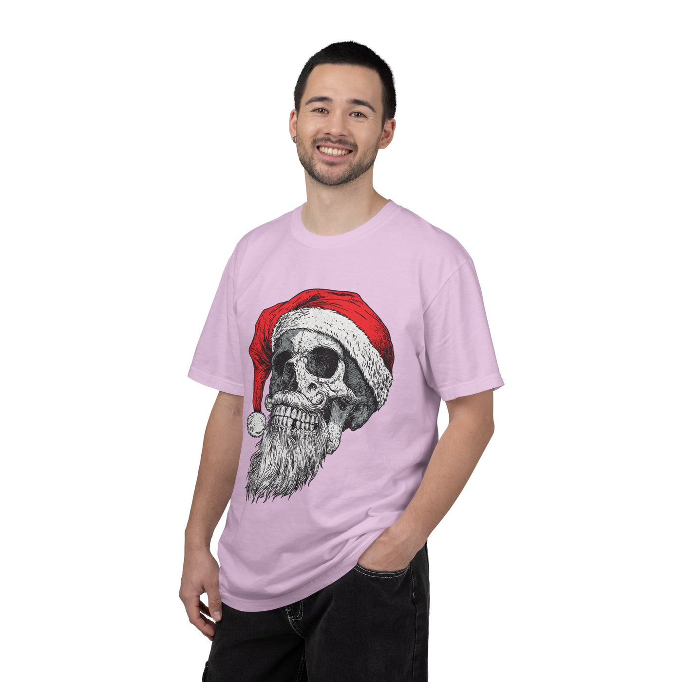 Skull Santa Shirt, Gothic Christmas T-Shirt, Creepy Holiday Skeleton Tee, Alternative Xmas Gift for Metalhead, Biker or Horror Fan