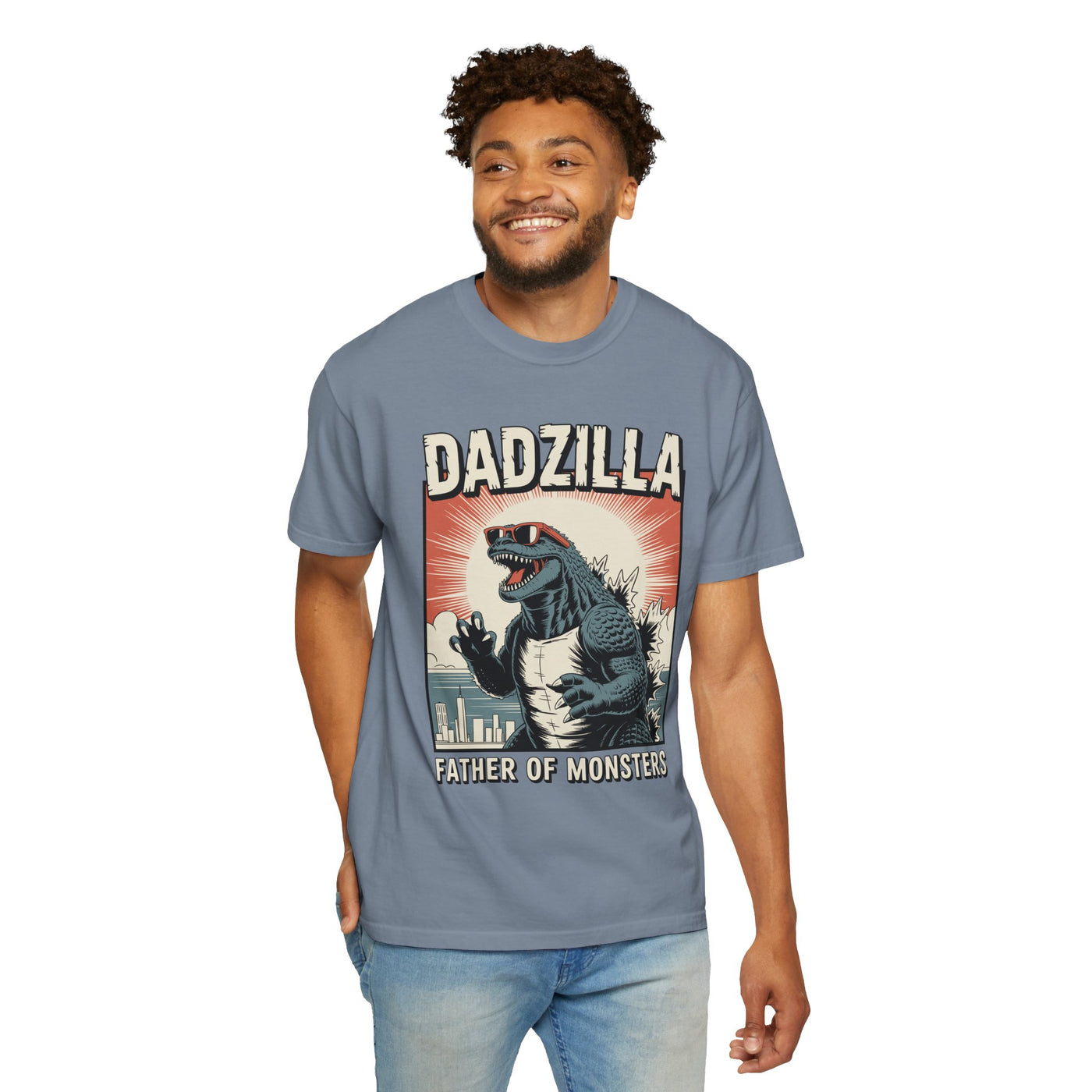 Funny Dadzilla Comfort Colors Shirt, Father of Monsters Graphic Tee, Cool Dinosaur Dad Shirt, Father's Day Gift for Dad, Retro Kaiju Tee