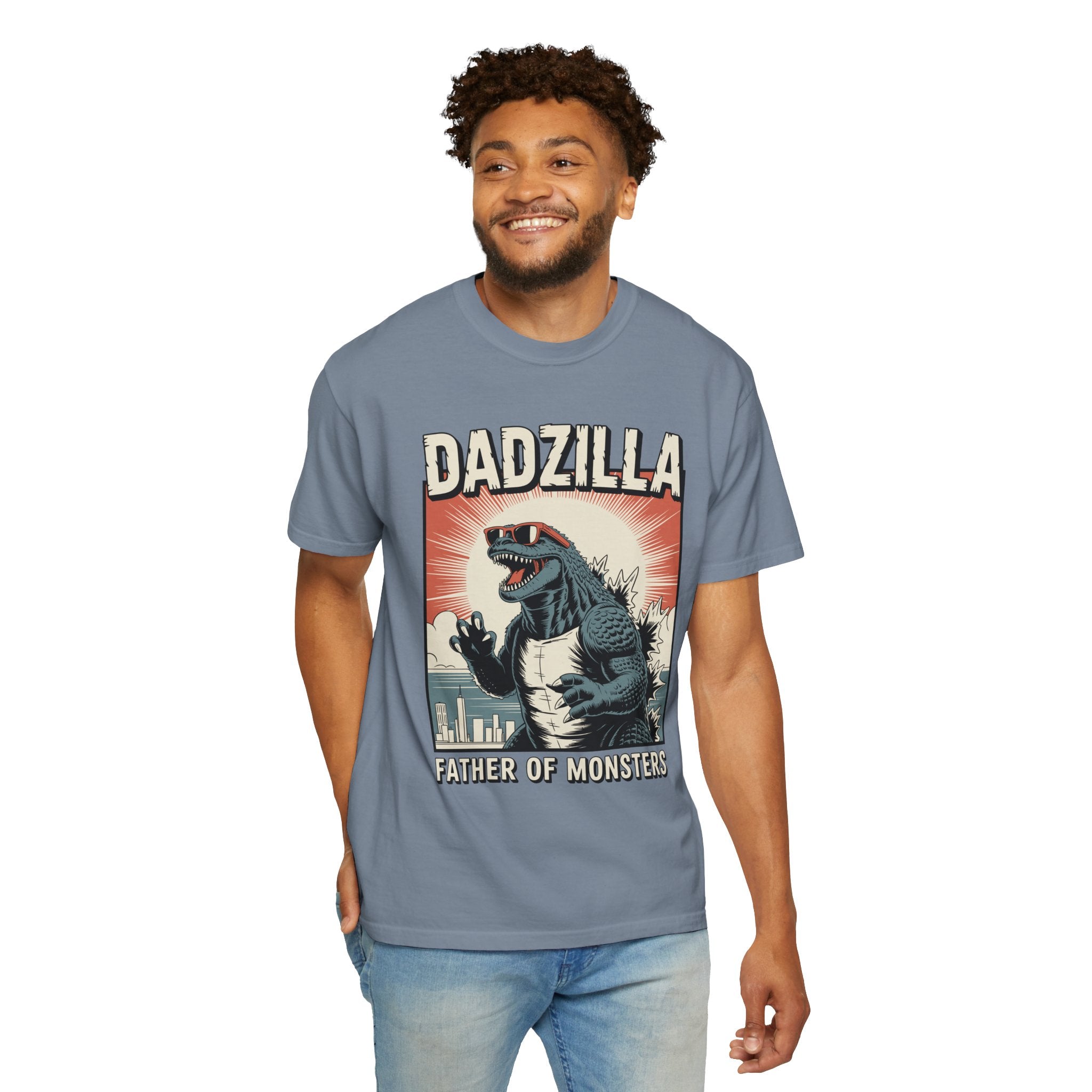 Funny Dadzilla Comfort Colors Shirt, Father of Monsters Graphic Tee, Cool Dinosaur Dad Shirt, Father's Day Gift for Dad, Retro Kaiju Tee