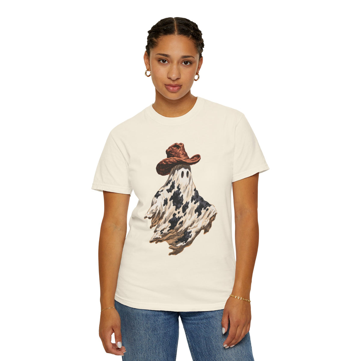 Western Ghost Halloween Shirt, Cowboy Hat Spooky Graphic Tee, Cute Vintage Fall Gift for Cowgirl, Country October Outfit for Women
