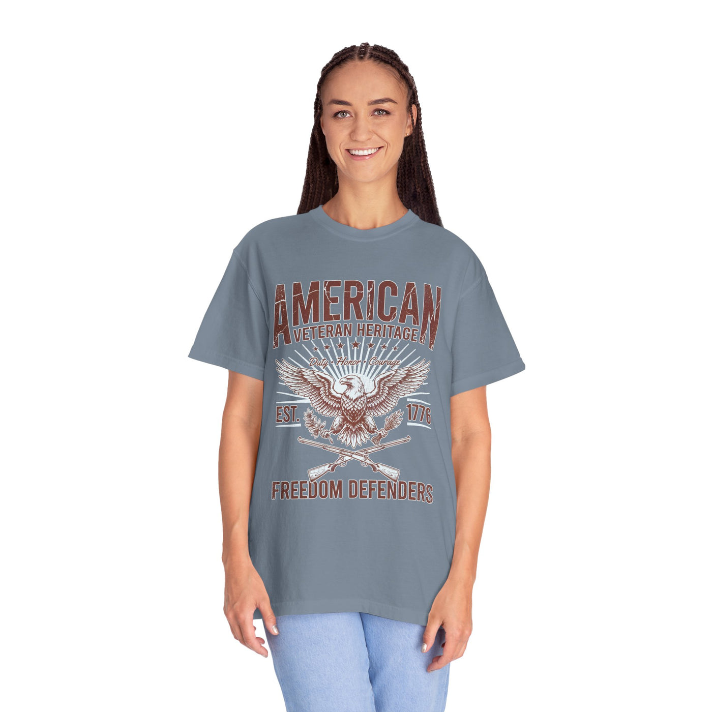 American Veteran Heritage Shirt, Freedom Defenders T-Shirt, Patriotic Eagle Gift, Veterans Day or Military Retirement Tee for Proud Veteran