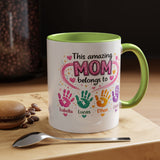 Personalized Mom Handprint Mug, Custom Mother's Day Coffee Mug, Gift from Kids for Mom, Grandma Mug with Children's Names