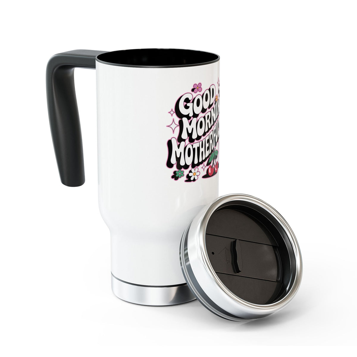 Funny Coffee Travel Mug, Good Morning Sarcastic Cup, Floral Stainless Steel Mug, Funny Gift for Her, Coworker Gift