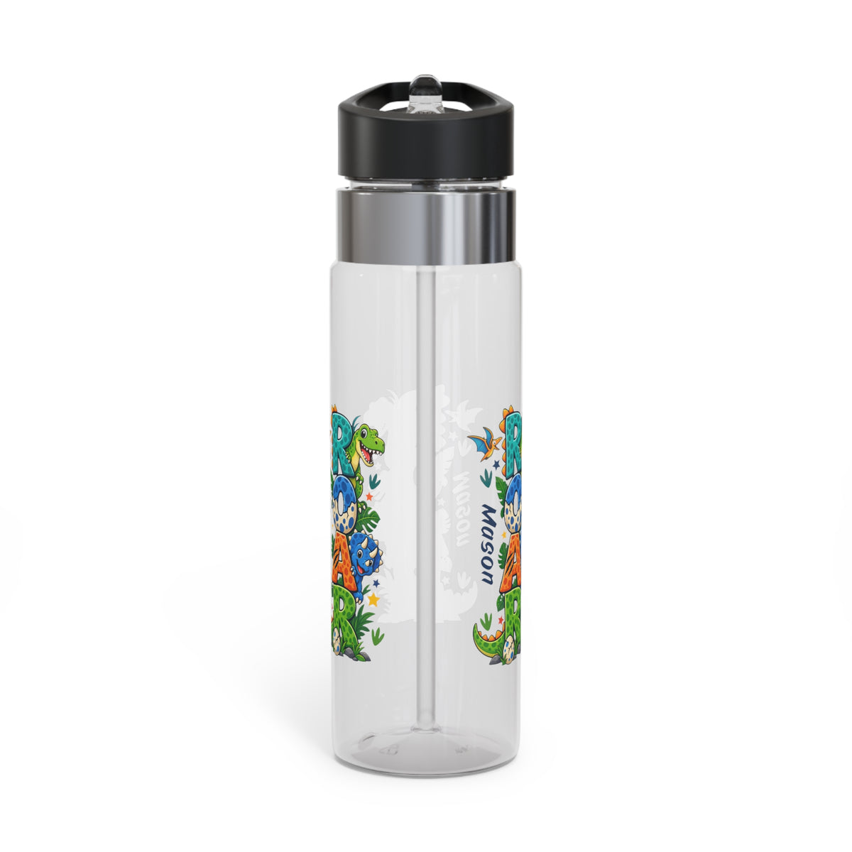 Personalized Dinosaur Kids Water Bottle | Custom Name 20oz School Bottle for Boys