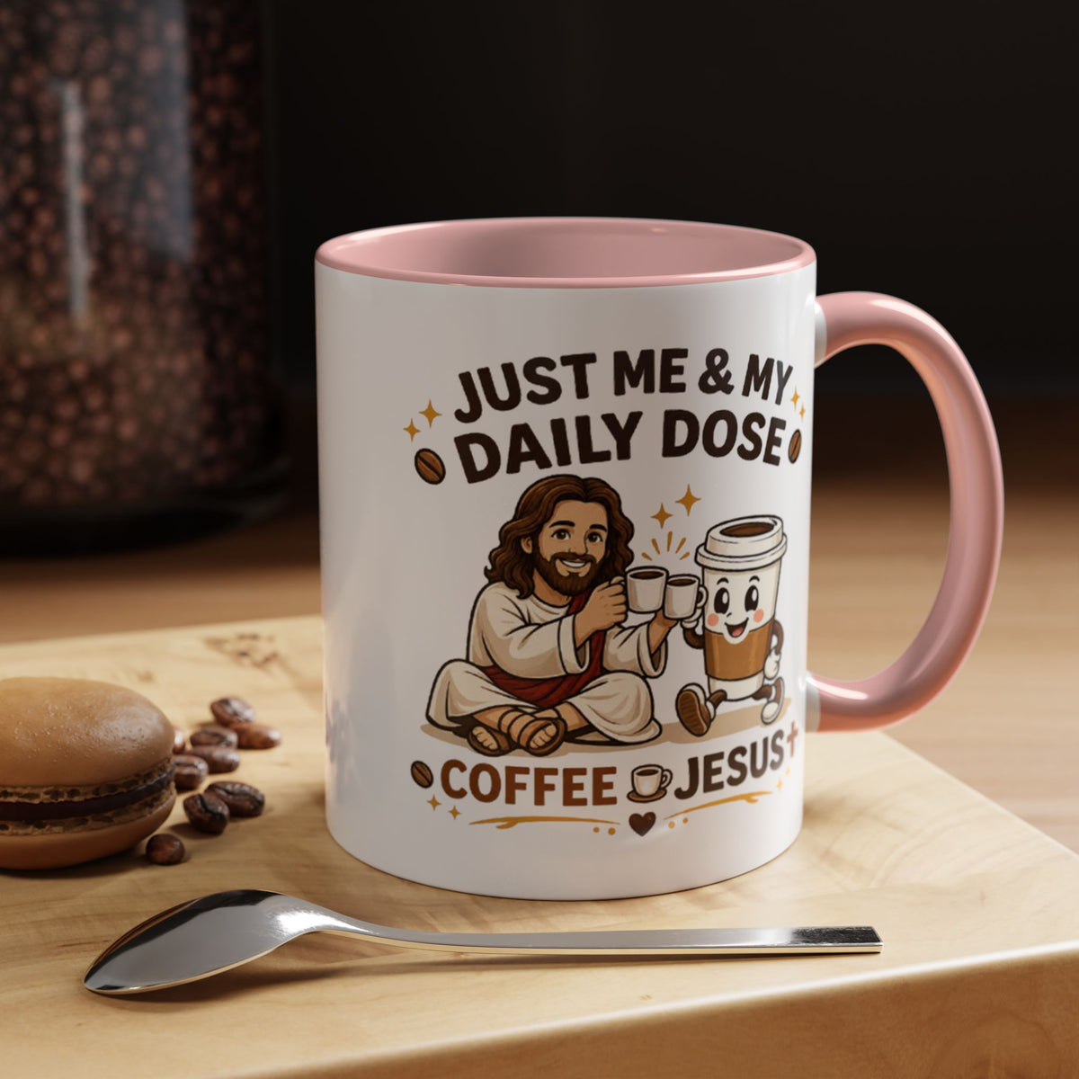 Christian Coffee Lover Mug, Just Me and My Daily Dose Coffee and Jesus Mug, Faith Based Coffee Mug, Christian Gift for Women Me
