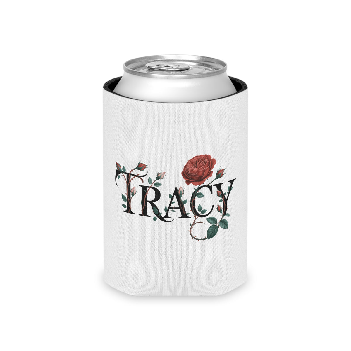 Personalized Wine Can Cooler, Custom Name Beer Can Holder, Floral Rose Drink Sleeve, Custom Gift for Her, Bridesmaid Gift, Birthday Gift