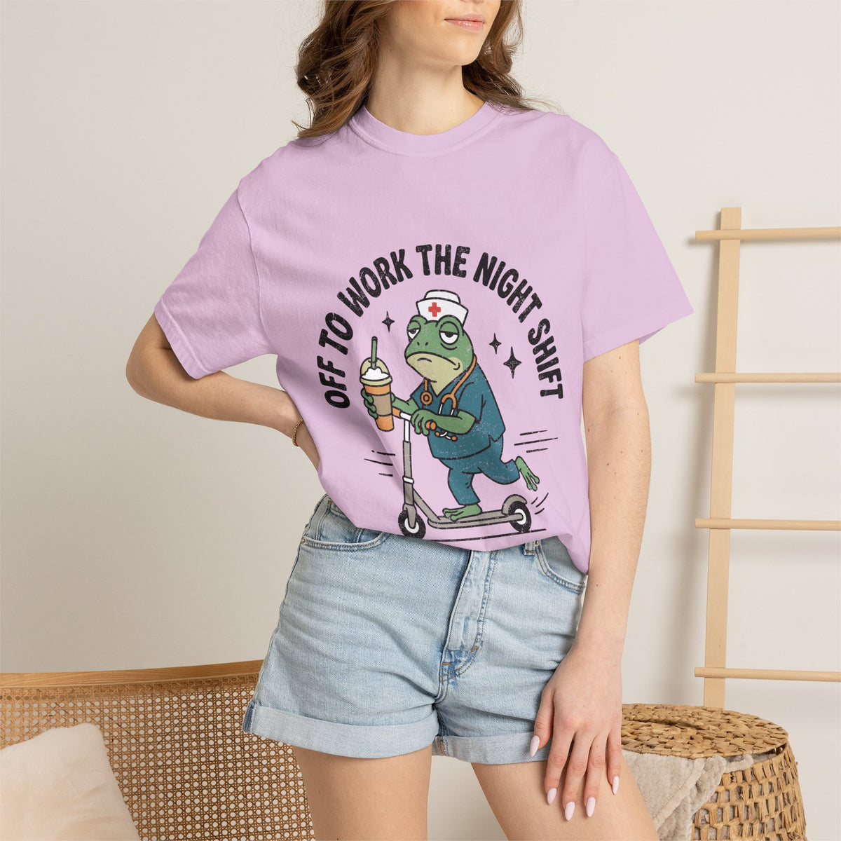 Night Shift Nurse Comfort Colors Shirt, Funny Nurse Frog Tee, Healthcare Worker Gift, RN CNA Nursing School Graduate Shirt