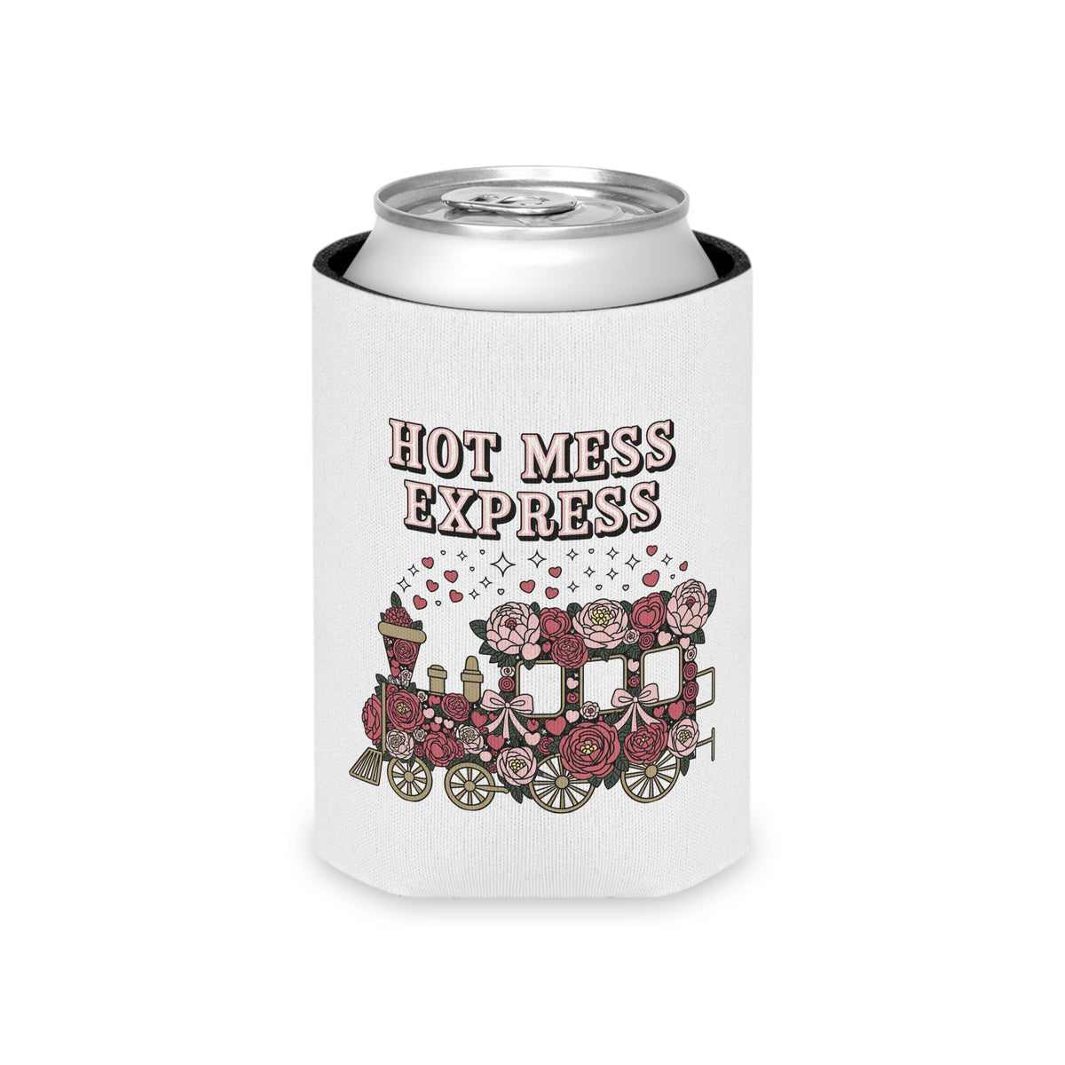 Hot Mess Express Can Cooler, Floral Drink Sleeve, Funny Gift for Busy Moms, Besties, Coworkers and Chaos Coordinators