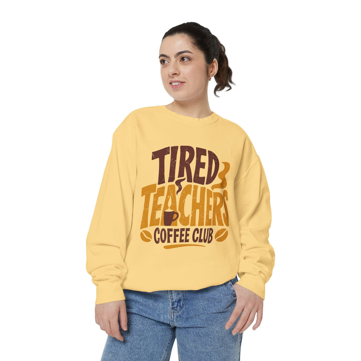 Funny Teacher Coffee Club Comfort Colors Sweatshirt, Tired Teachers Club Graphic Sweatshirt, Teacher Appreciation Gift for Coffee Lovers