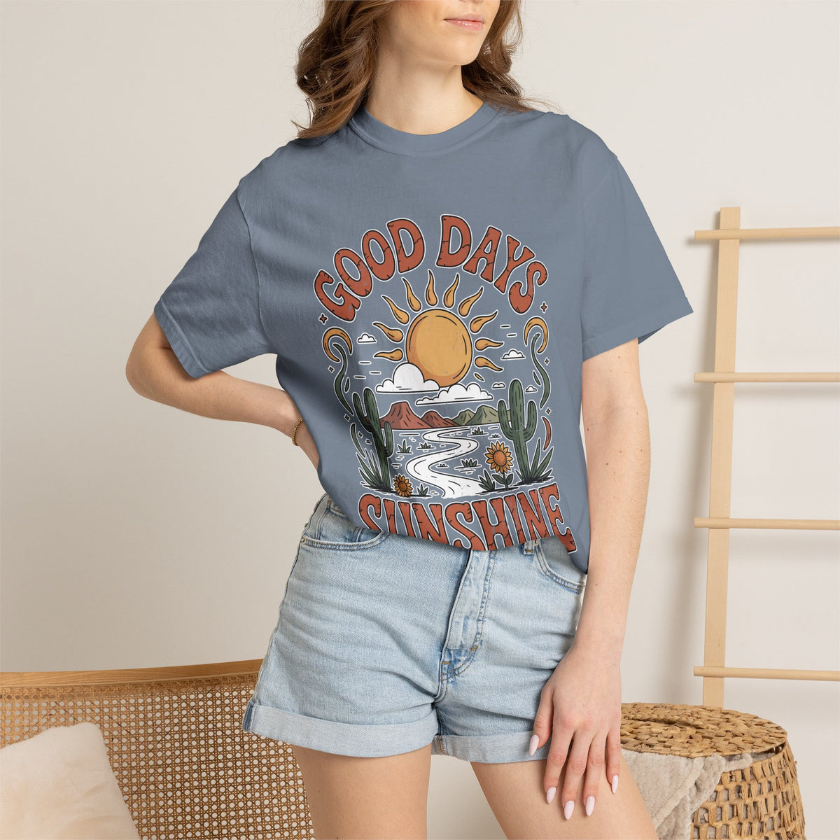 Positive Sunshine Comfort Colors Shirt, Good Days Sunshine Graphic Tee, Retro Desert Nature Shirt, Boho Summer Aesthetic Tee