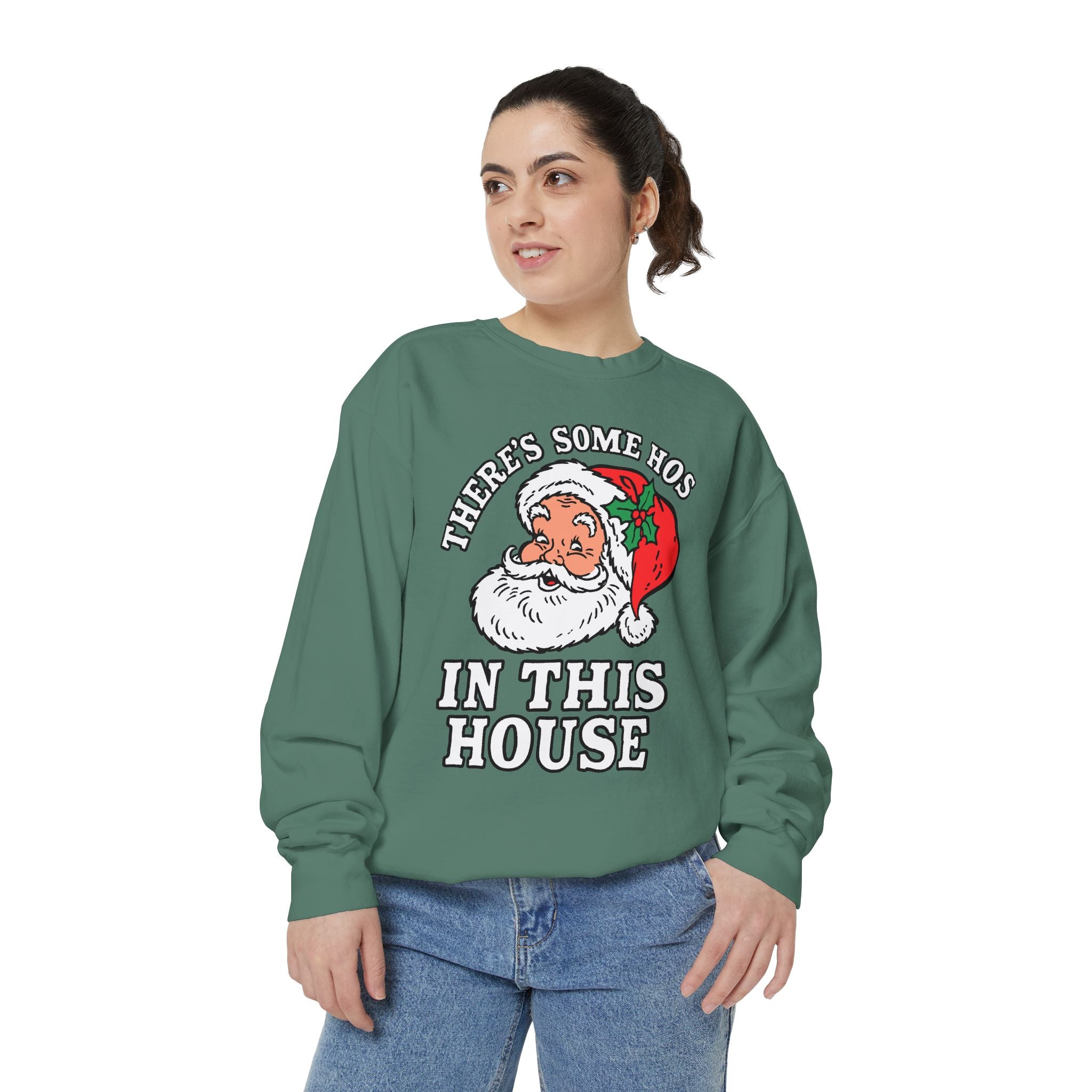 There's Some Ho's in This House Sweatshirt, Funny Santa Christmas Crewneck, Adult Holiday Party Pullover, Naughty Gift for Friends