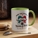 Personalized First Christmas Grandparents Mug, Nana and Pops Holiday Coffee Cup, New Grandparent Gift, Custom Names and Established Year