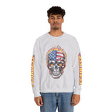 Patriotic Skull Sweatshirt, American Flag Skull Pullover, USA Biker Style Top, Edgy Americana Clothing, Fourth of July Gift