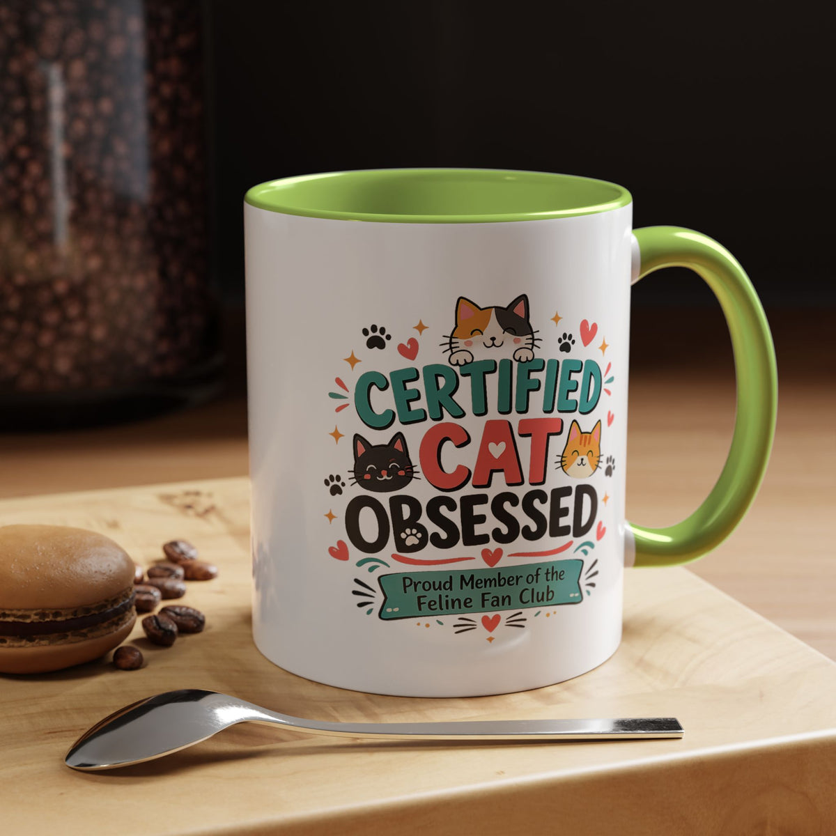 Cat Lover Coffee Mug, Certified Cat Obsessed Mug, Funny Cat Mom Gift, Cute Feline Fan Club Cup, Cat Owner Present for Pet Lovers