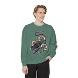 Traditional Panther Graphic Sweatshirt, Floral Tattoo Pullover for Men and Women, Old School Big Cat Top