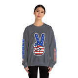 United in Peace Sweatshirt, Patriotic Peace Sign Crewneck, American Flag Pullover, USA 250th Anniversary Outfit, Fourth of July Gift