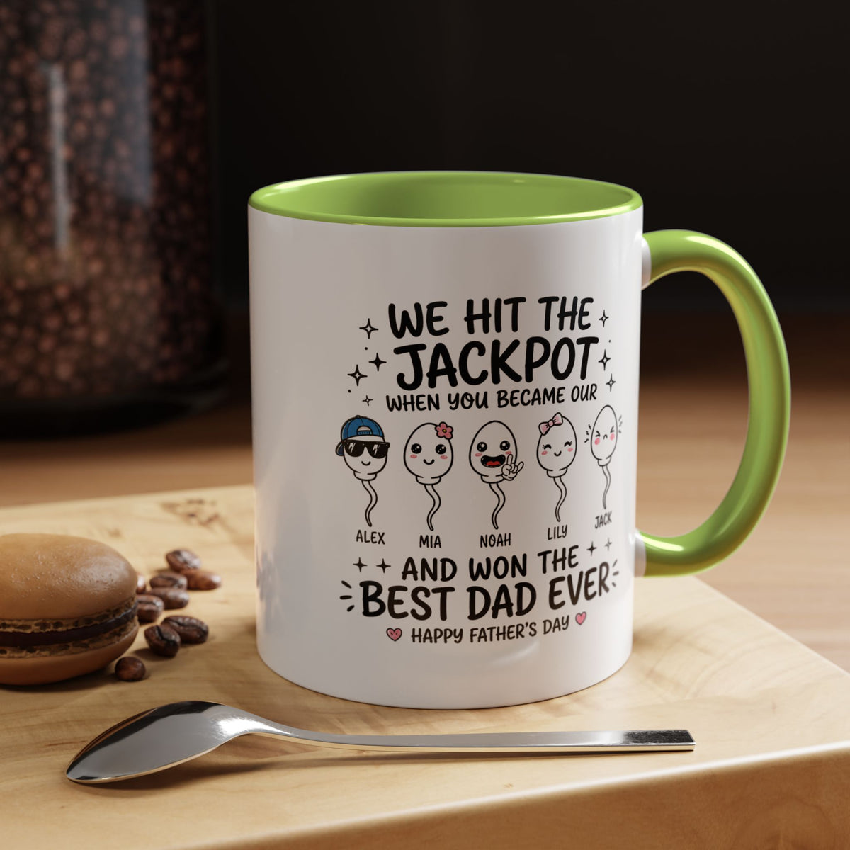 Personalized Best Dad Ever Mug, Custom Father's Day Coffee Mug with Kids Names, Funny Jackpot Dad Gift, Unique Family Keepsake Cup