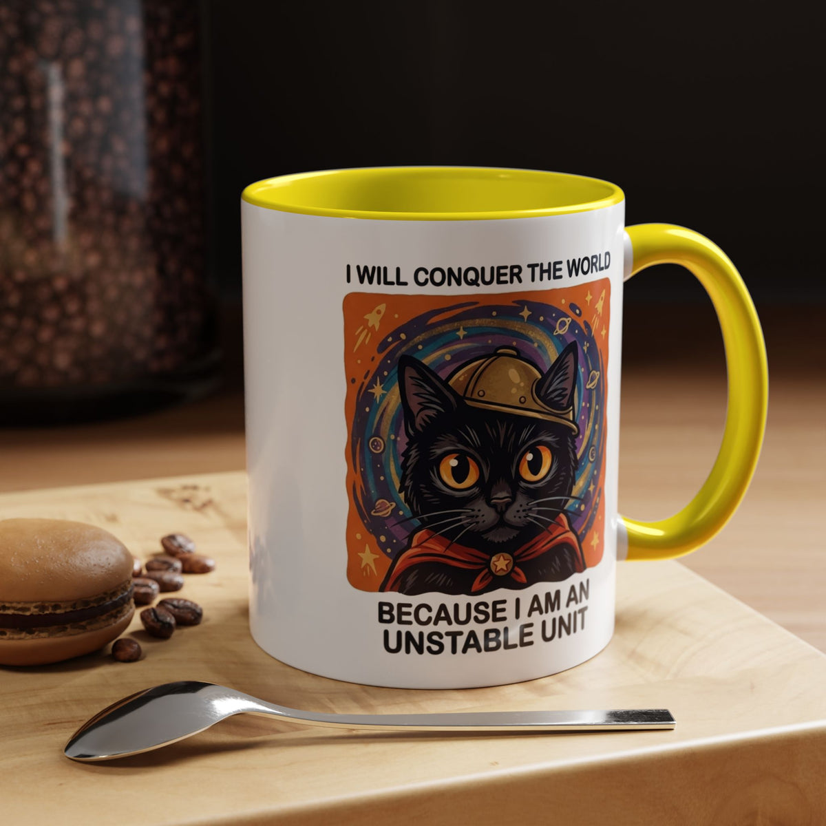 Funny Black Cat Coffee Mug, Unstable Unit Cat Mug, Sarcastic Cat Lover Gift, Introvert Humor Mug, Quirky Cat Mom Coffee Cup