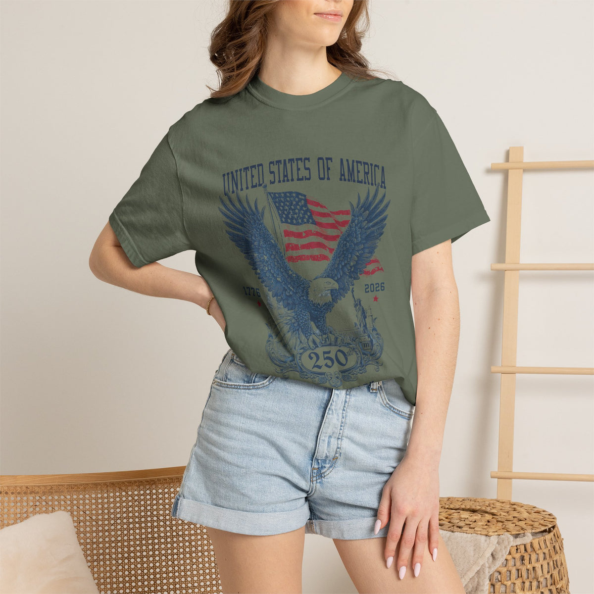 Patriotic Eagle Graphic T Shirt, America 250 Anniversary Tee, Vintage USA Flag Shirt, Fourth of July Americana Shirt for Men Women