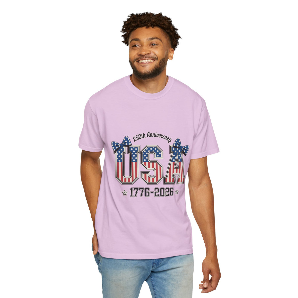 USA 250th Anniversary Comfort Colors Shirt, Patriotic Coquette Bow Tee, America 1776 2026 Graphic Shirt, Fourth of July Gift