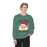 Egg-Cited for Christmas Sweatshirt, Funny Fried Egg Crewneck, Cute Food Pun Holiday Pullover, Christmas Breakfast Gift for Brunch Lover