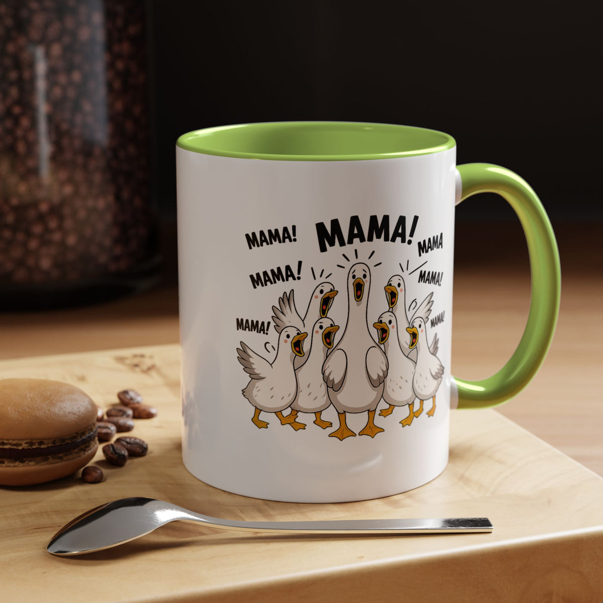 Funny Loud Ducks Mama Coffee Mug, Cute Mother's Day Gift from Kids, Sarcastic Chaos Mom Ceramic Tea Cup with Black Handle