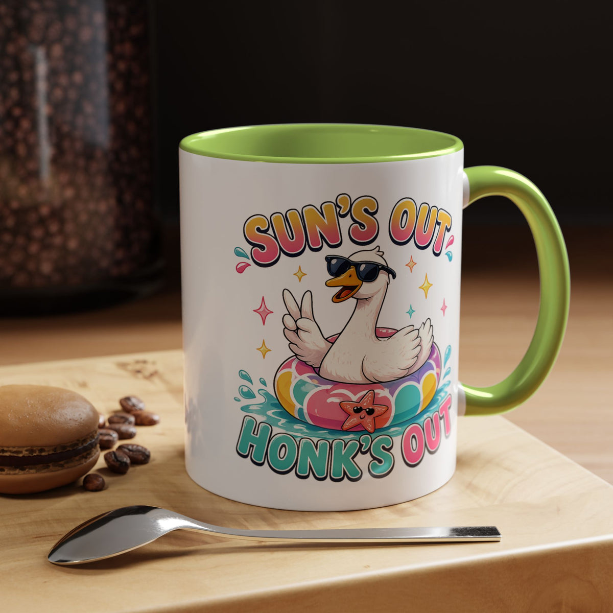 Funny Goose Summer Coffee Mug, Sun's Out Honk's Out Mug, Cute Goose Pool Float Cup, Beach Vacation Gift, Summer Lover Mug