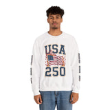 USA 250 Sweatshirt, American Flag Crewneck, Patriotic Pullover, USA 250th Anniversary Gift, Fourth of July Shirt, Americana Top
