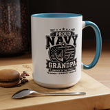 Proud Navy Grandpa Mug, US Navy Veteran Coffee Cup, Patriotic Military Grandfather Gift, Anchor of the Family Birthday Present