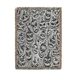 Creepy Pumpkin Halloween Blanket, Black and White Jack O Lantern Throw for Gothic Home Decor, Spooky Horror Sofa Blanket, Halloween Gift