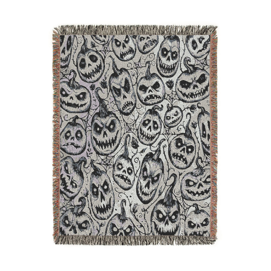 Creepy Pumpkin Halloween Blanket, Black and White Jack O Lantern Throw for Gothic Home Decor, Spooky Horror Sofa Blanket, Halloween Gift