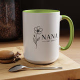 Personalized Name Mug, Floral Black Accent Coffee Cup with Custom Established Year, Grandmother Gift for Birthday, Mother's Day or Christmas