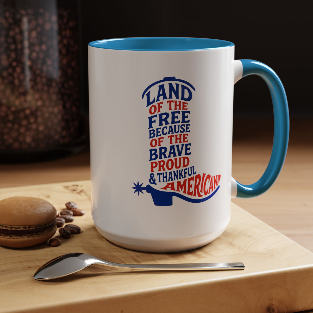Land of the Free Because of the Brave Mug, Patriotic American Coffee Mug, Proud and Thankful USA Gift, Veteran Family Cup