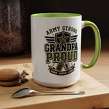 Army Strong Grandpa Mug, Grandpa Proud Military Coffee Cup, Veteran Grandfather Gift, Service Legacy Present for Birthday or Father's Day