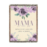 Personalized Mama Blanket, Floral Rose Throw for Mom, Custom Family Name Gift, Mothers Day Gift, Cozy Keepsake for Grandma or Mom