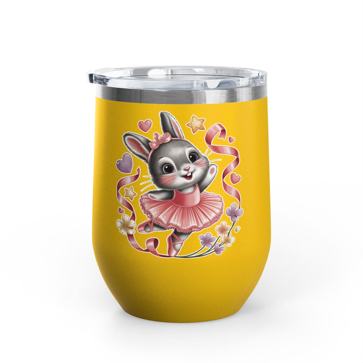 Ballet Bunny Wine Tumbler, Cute Pink Rabbit Cup, Gift for Ballerinas, Dance Students, Bunny Lovers and Ballet Besties