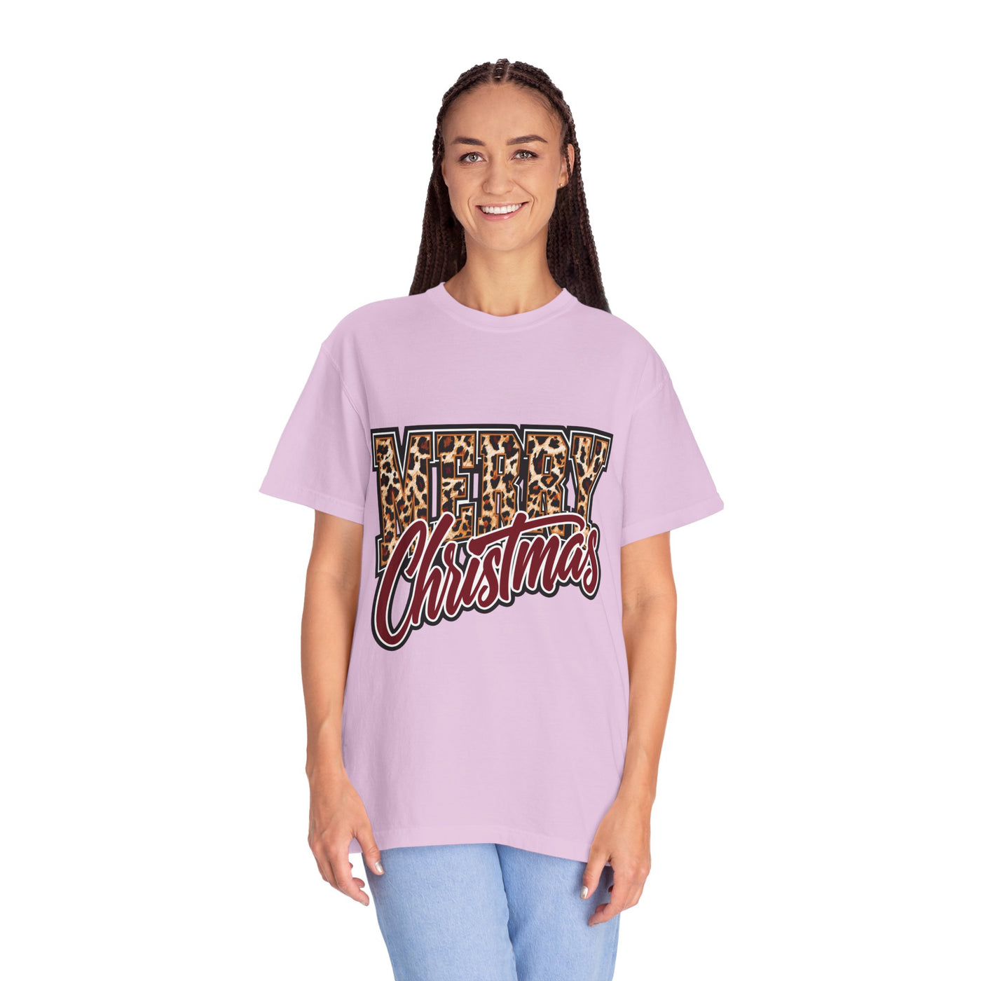 Merry Christmas Leopard Print Shirt, Trendy Holiday T-Shirt, Cheetah Lettering Xmas Tee, Festive Gift for Women, Mom, Teacher or Friend
