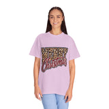 Merry Christmas Leopard Print Shirt, Trendy Holiday T-Shirt, Cheetah Lettering Xmas Tee, Festive Gift for Women, Mom, Teacher or Friend