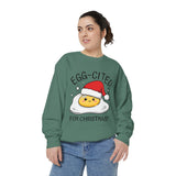 Egg-Cited for Christmas Sweatshirt, Funny Fried Egg Crewneck, Cute Food Pun Holiday Pullover, Christmas Breakfast Gift for Brunch Lover