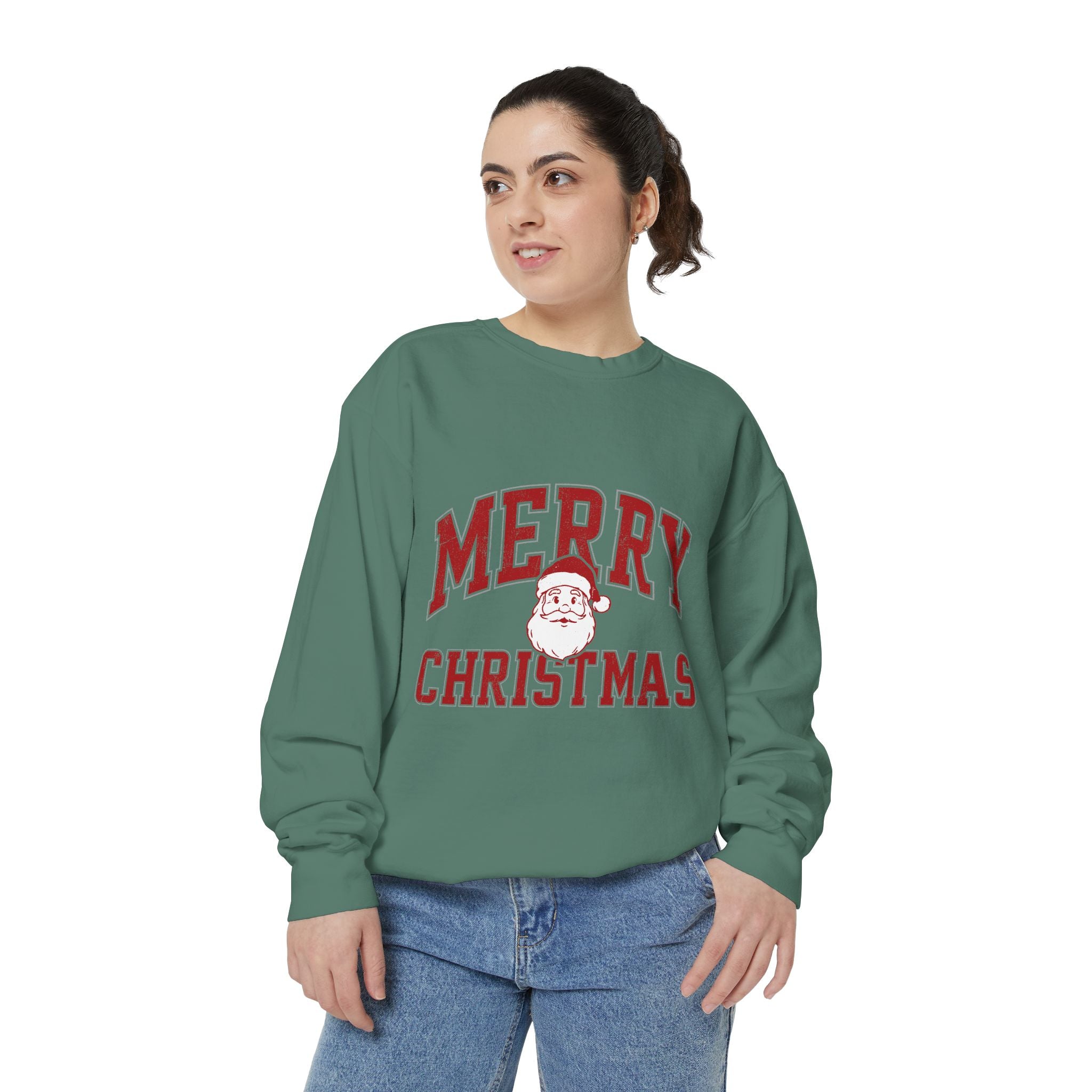 Merry Christmas Santa Sweatshirt, Vintage Holiday Crewneck, Festive Christmas Party Pullover, Retro Santa Claus Gift for Family Photos