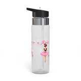 Personalized Ballerina Water Bottle, Custom Name Dance Girls Tumbler, Ballet Birthday Gift, Pink Bottle for Young Dancers