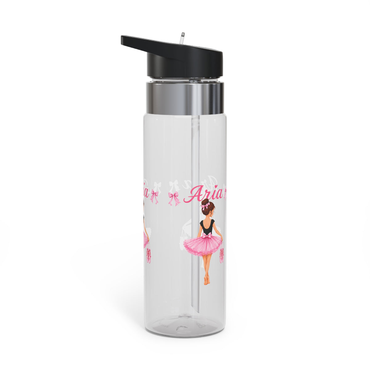 Personalized Ballerina Water Bottle, Custom Name Dance Girls Tumbler, Ballet Birthday Gift, Pink Bottle for Young Dancers