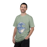 Great Wave Teacup Shirt, Japanese Art Inspired Ocean Graphic, Gift for Tea Lovers and Coastal Art Fans, Casual Cafe Weekend Outfit