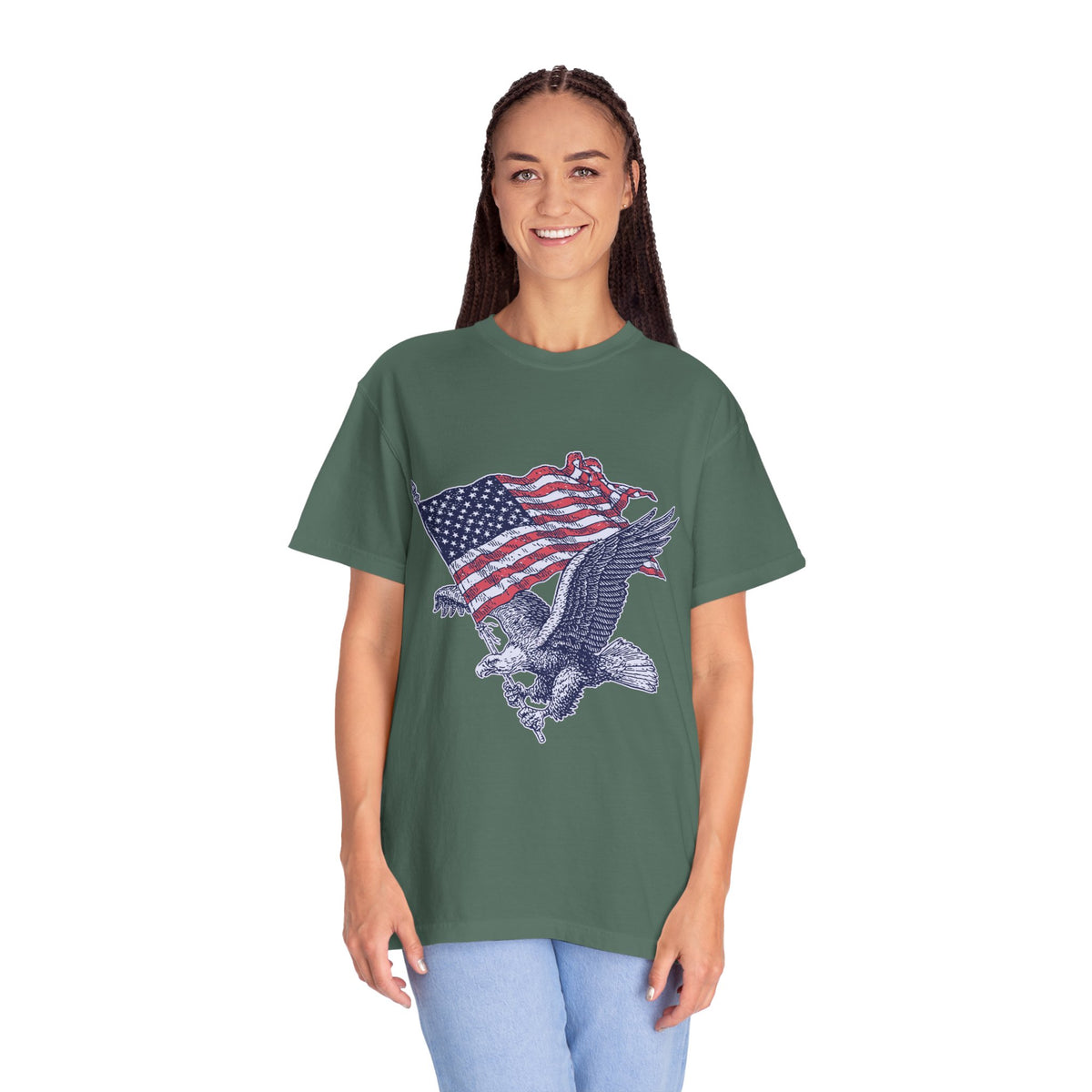 Bald Eagle American Flag Shirt, Retro Patriotic Graphic, Gift for USA Pride Fans, Fourth of July Celebrations and Everyday Clothing