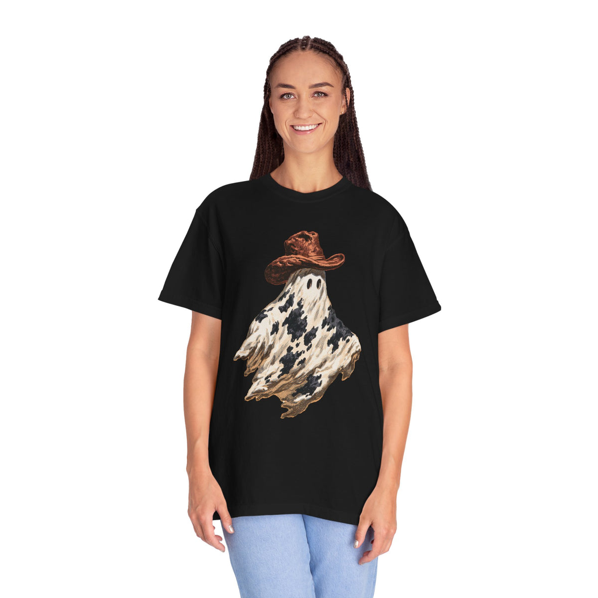 Western Ghost Halloween Shirt, Cowboy Hat Spooky Graphic Tee, Cute Vintage Fall Gift for Cowgirl, Country October Outfit for Women