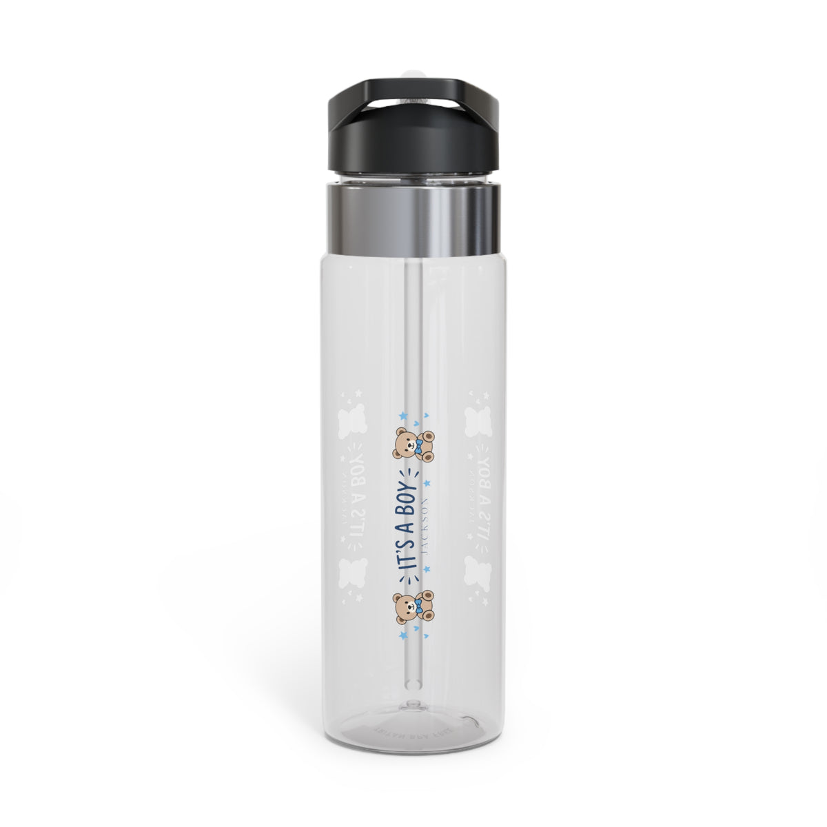 Personalized Water Bottle for Boys, Cute Teddy Bear Name Bottle, Kids School Drink Bottle, Birthday Gift for Son, Back to School Gift