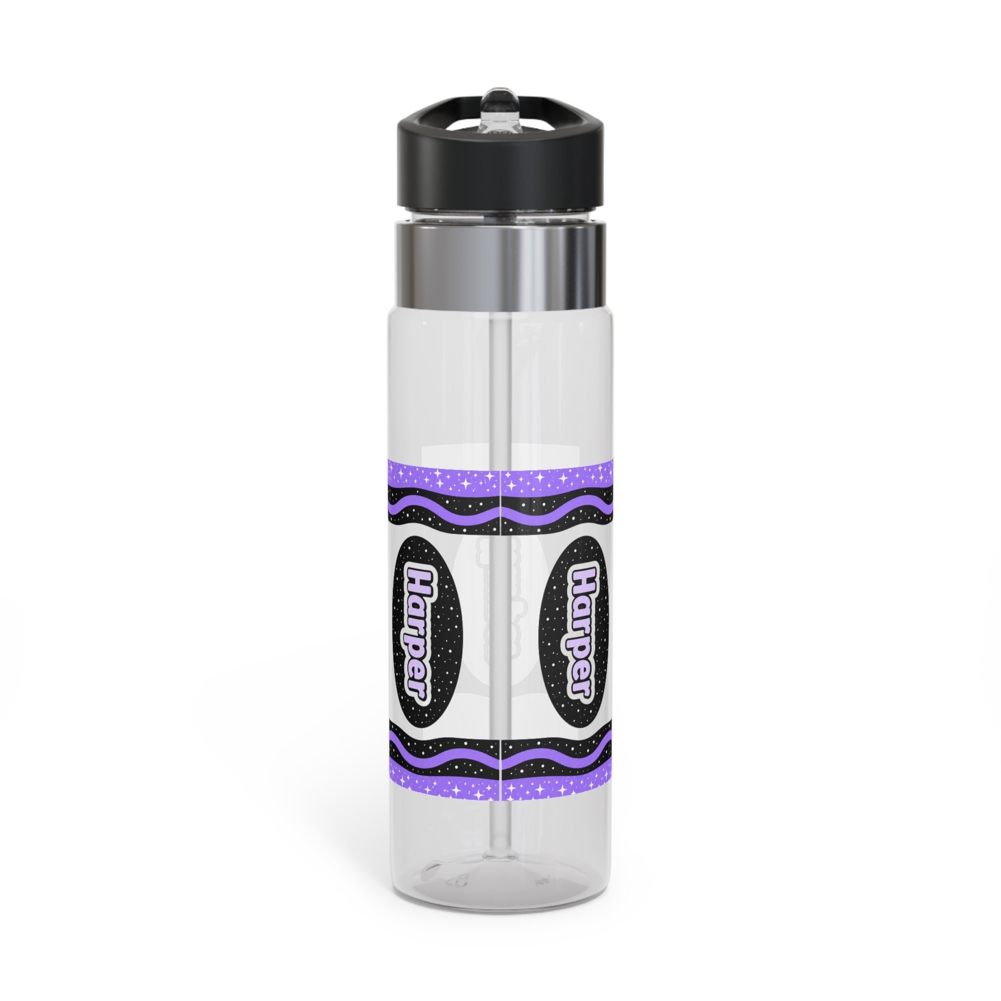 Personalized Transparent Water Bottle, Purple Star Drink Bottle for Girls, Cute School Water Bottle, Back to School Gift